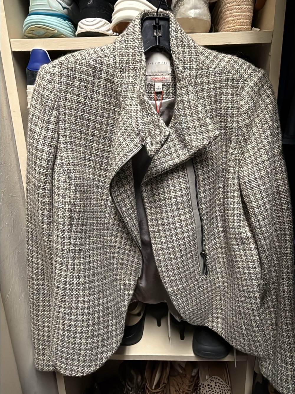 The Limited Gray Tweed Zip-Front Women's Blazer